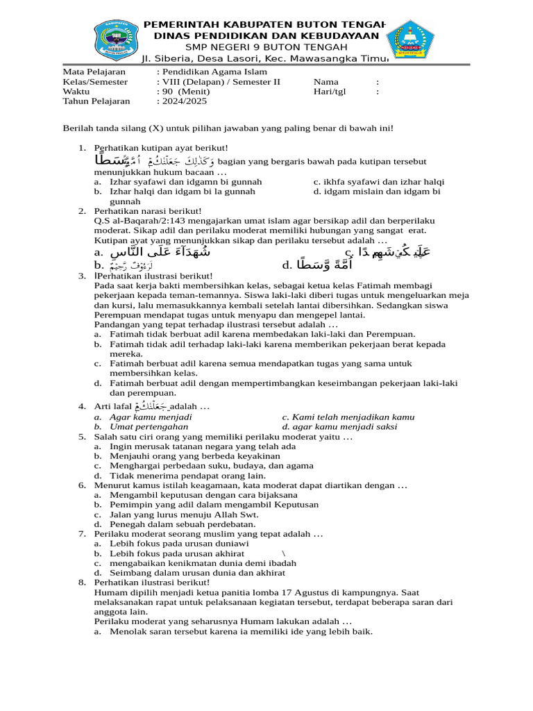 10 Contoh Soal PTS Pendidikan Agama Islam Kelas VIII Semester 1 yang Wajib Kamu Kuasai Sebelum Ujian
