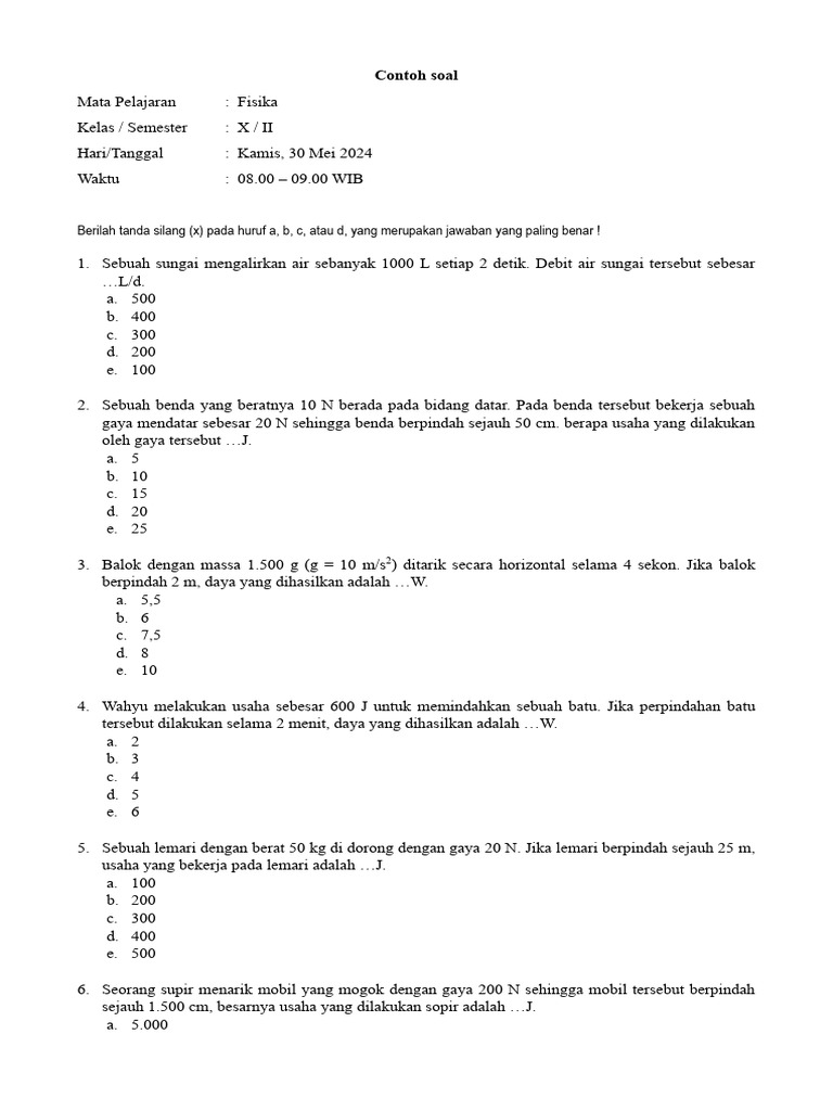 Soal Fisika Kelas X dan Jawabannya PDF