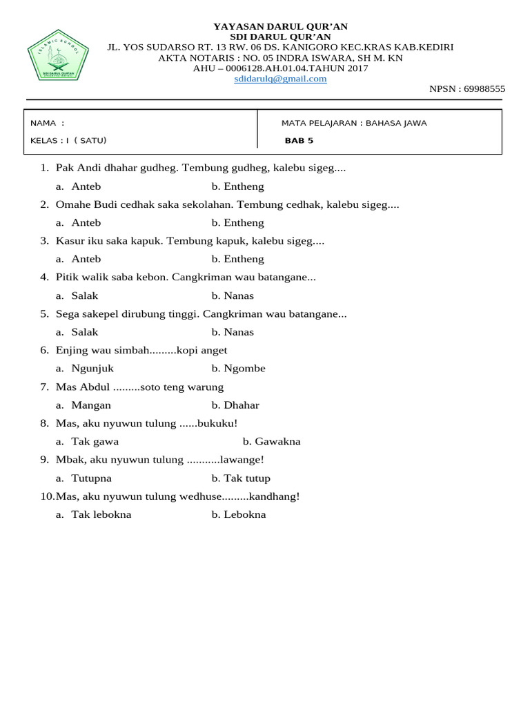 5 Fakta Mengejutkan dari 30 Soal UAS Bahasa Jawa Kelas X Semester 2 yang Wajib Tahu