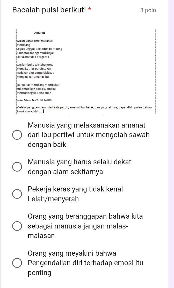 Bacalah puisi berikut Amanat Walau panas Bacalah puisi berikut Amanat Walau panas