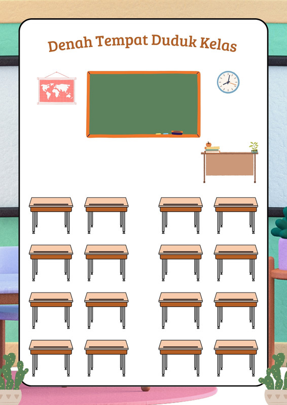 Gratis desain contoh denah kelas - Canva
