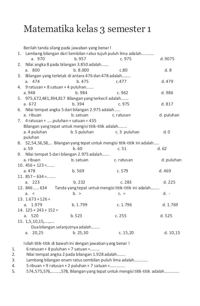7 Contoh Soal Kelas 3 SD Semester 1 yang Hot dan Sering Muncul di Ujian, Wajib Tahu Sebelum Terlambat!