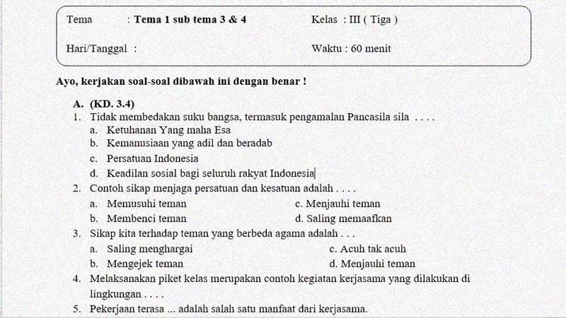 Inilah 30 Contoh Soal Kelas 3 Tema 1 Beserta Jawaban Terbaru 2026 yang Wajib Dikuasai Siswa Inilah 30 Contoh Soal Kelas 3 Tema 1 Beserta Jawaban Terbaru 2026 yang Wajib Dikuasai Siswa